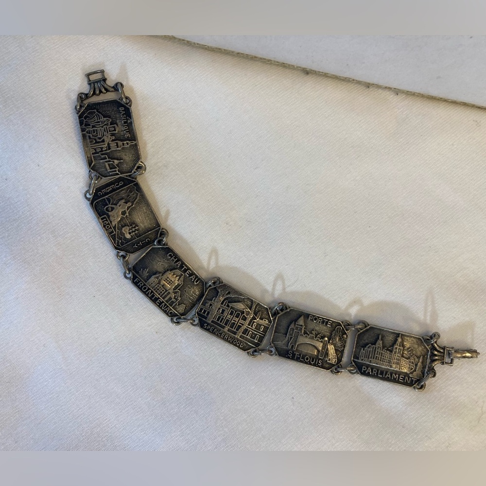 Quebec City Canada Vintage Souvenir Metal Panel Bracelet - Picture 2 of 11